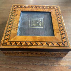 Gumps Department Store Italian Marquetry Photo Jewelry Box - Rare